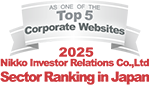 AS ONE OF THE Top5 Corporate Websites 2025 Nikko Investor Relations Co.,Ltd. Sector Ranking in Japan