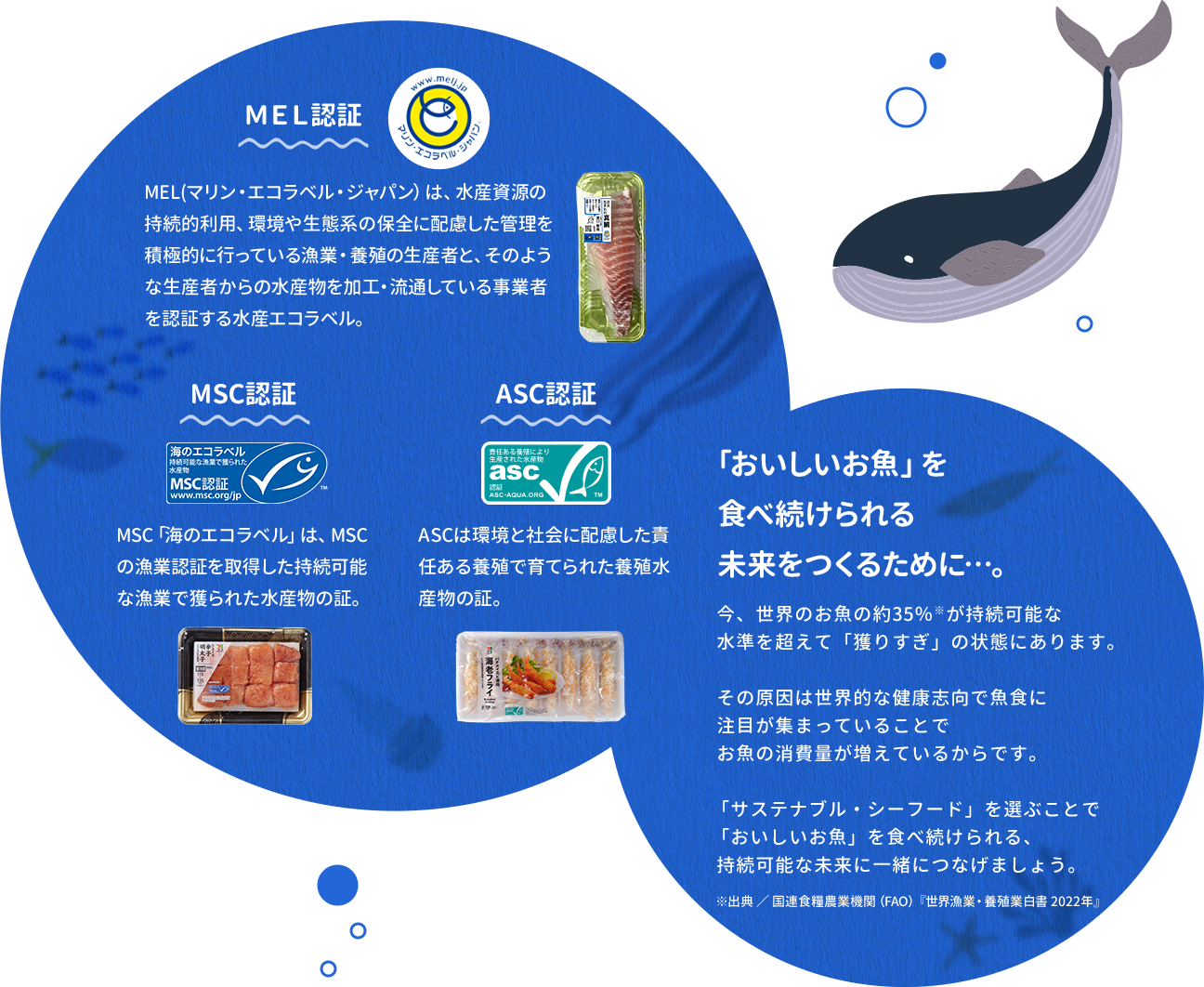MEL認証、MSC認証、ASC認証について、「おいしいお魚」を食べ続けられる未来をつくるために…。